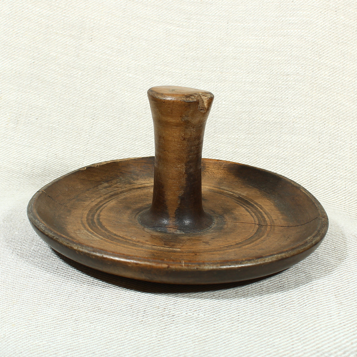 Treen - a pole lathe turned sycamore wood butter worker