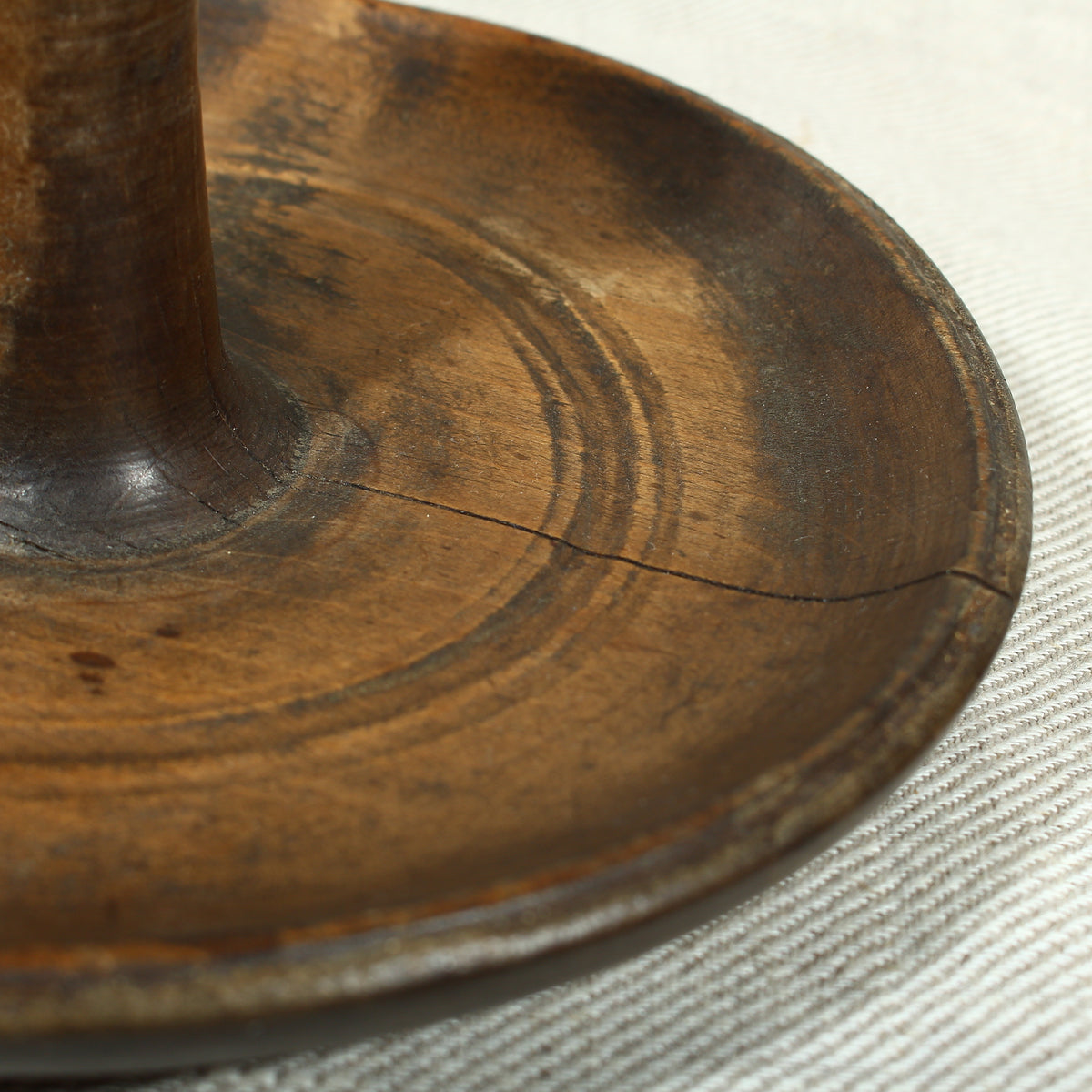 Treen - a pole lathe turned sycamore wood butter worker