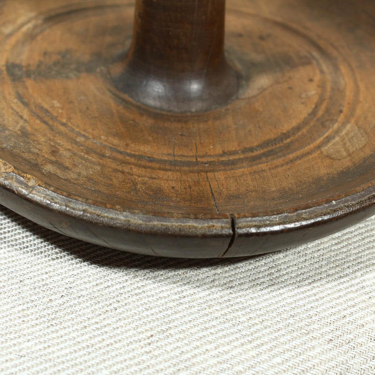 Treen - a pole lathe turned sycamore wood butter worker