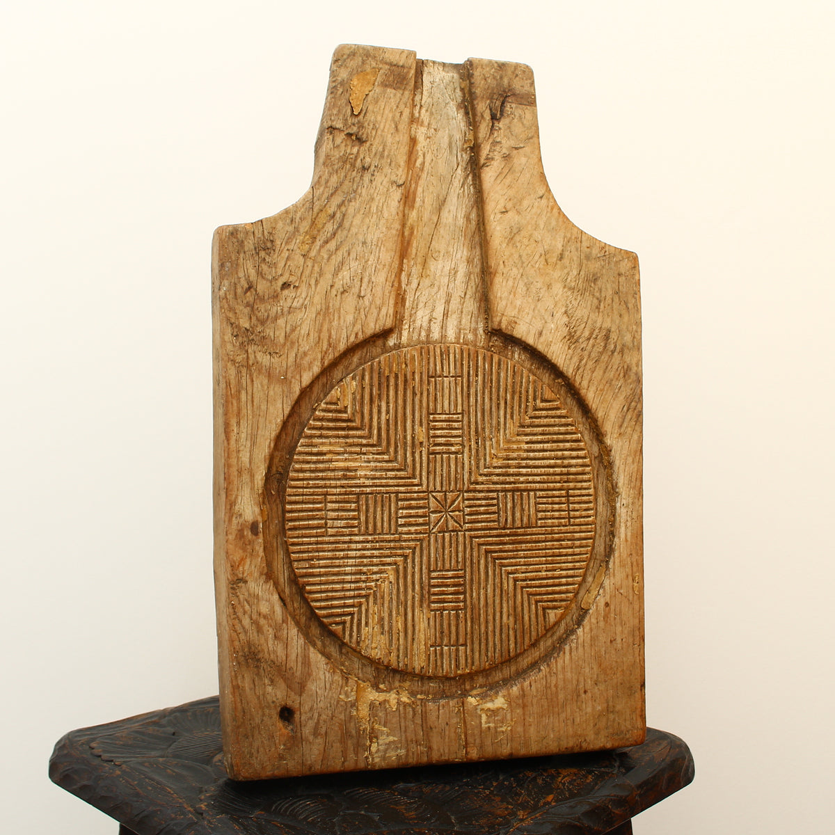 Treen, Kitchenalia - a primitively formed French wooden cheese press section