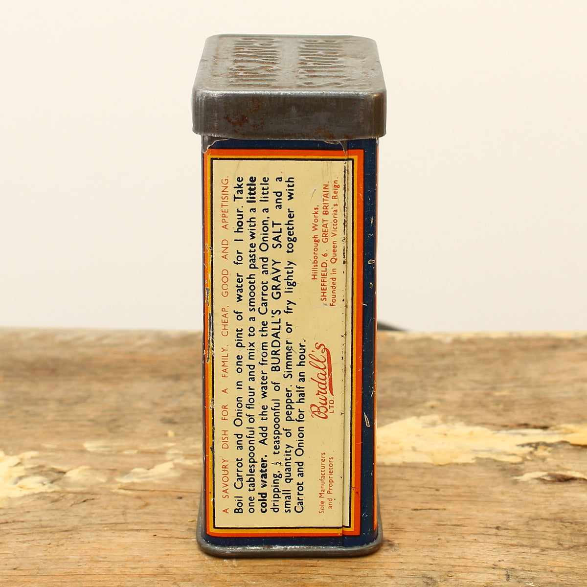 Advertising - a Burdall's Gravy Salt rounded rectangular shaped pictorial advertising tin