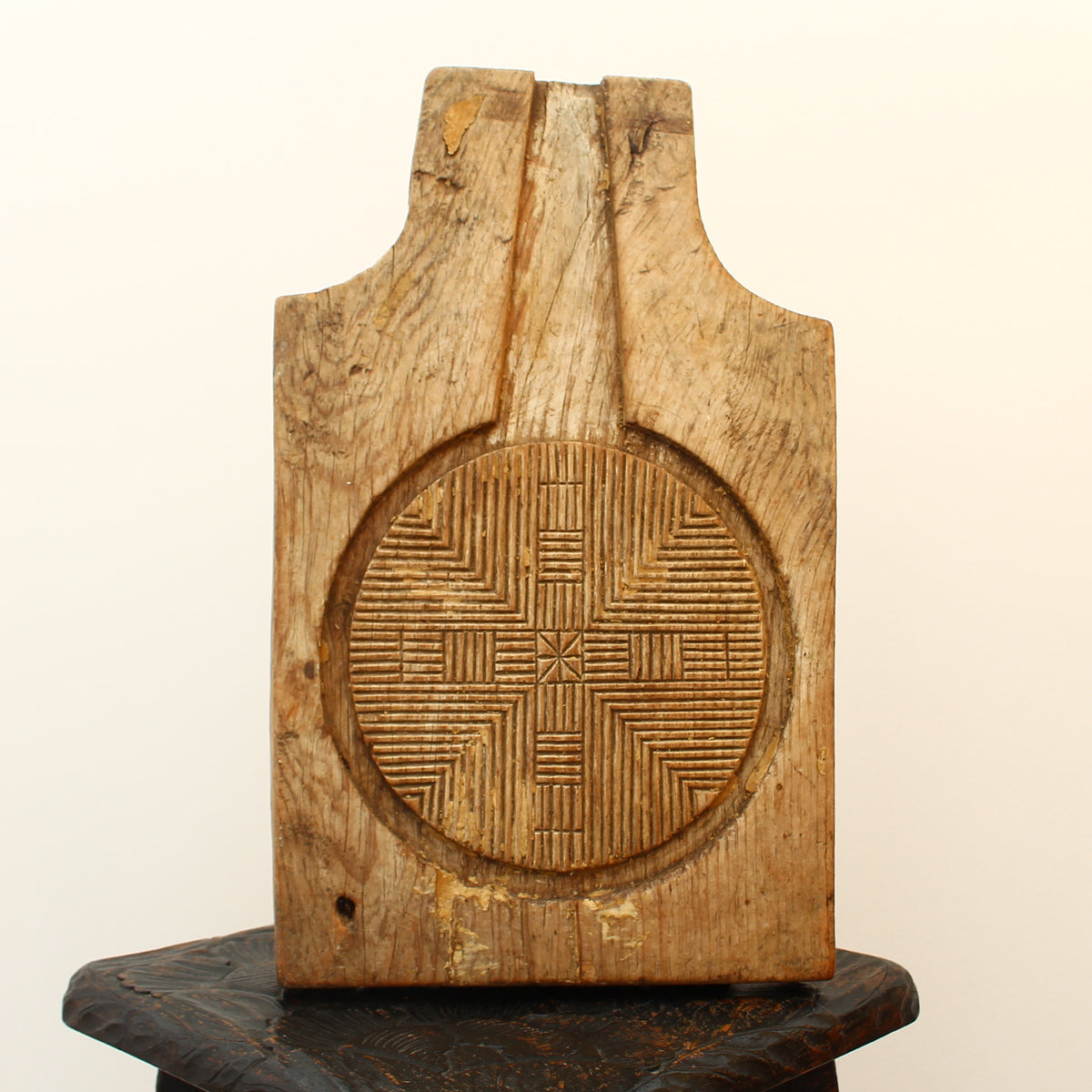 Treen, Kitchenalia - a primitively formed French wooden cheese press section
