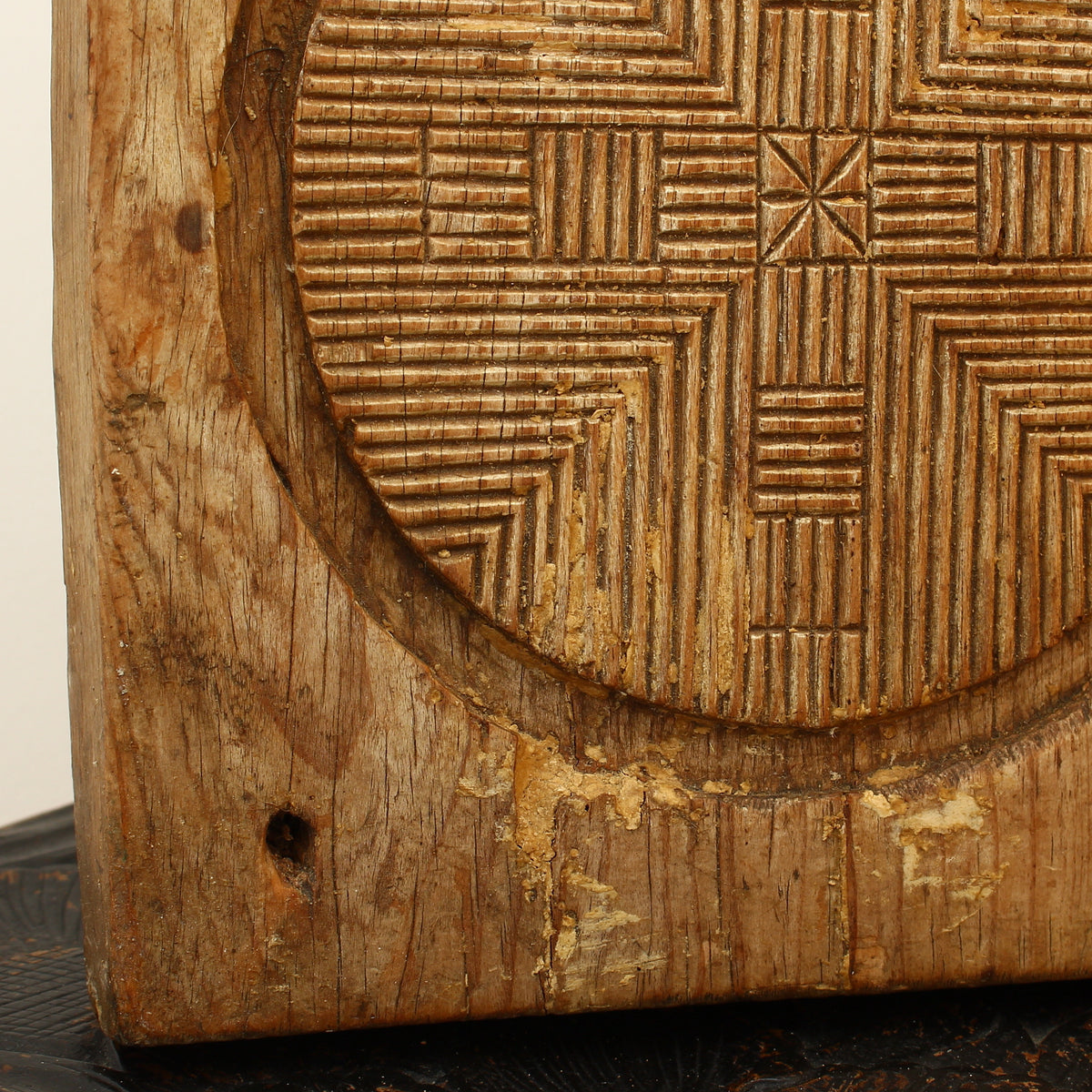 Treen, Kitchenalia - a primitively formed French wooden cheese press section