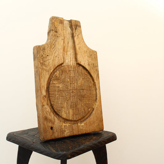 Treen, Kitchenalia - a primitively formed French wooden cheese press section