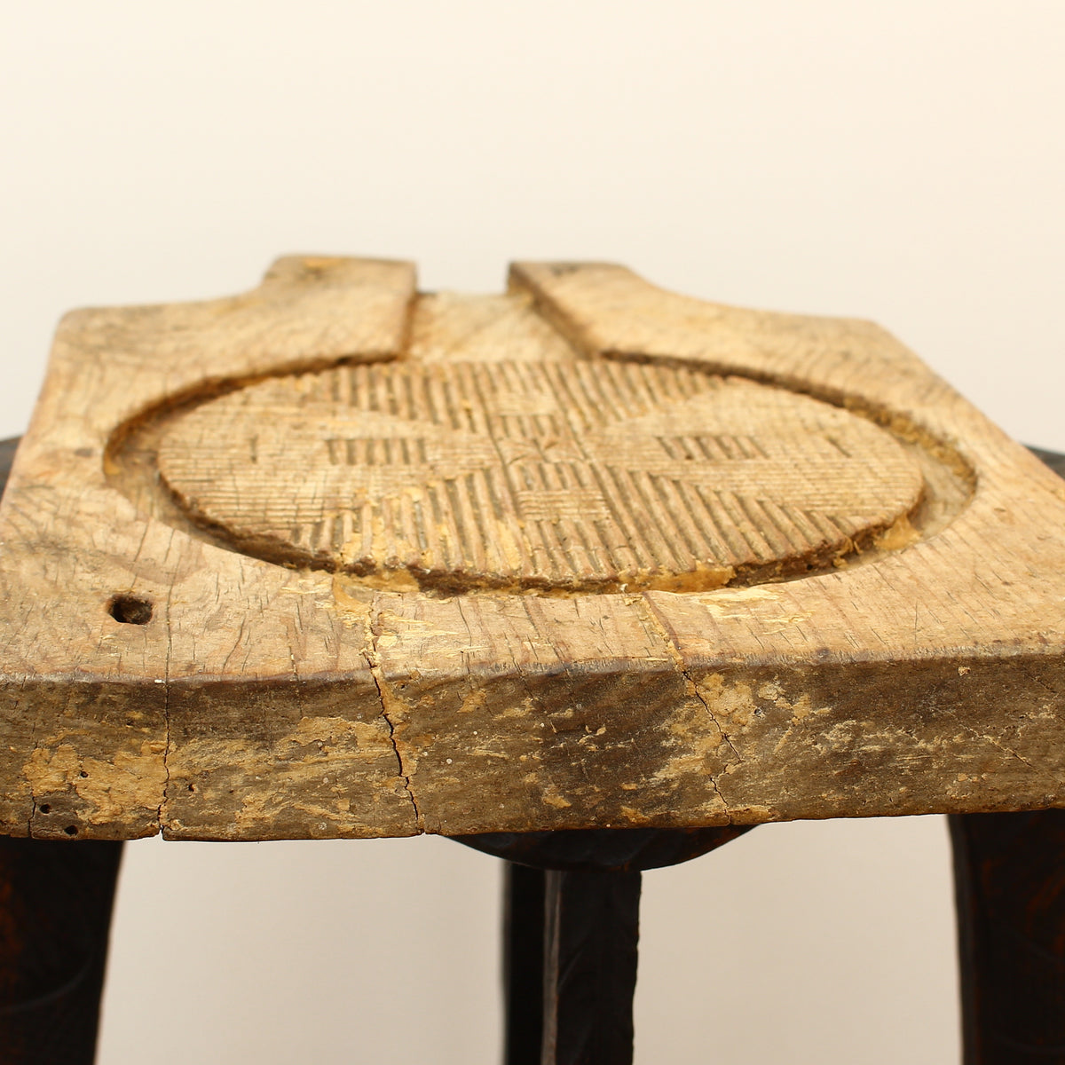 Treen, Kitchenalia - a primitively formed French wooden cheese press section