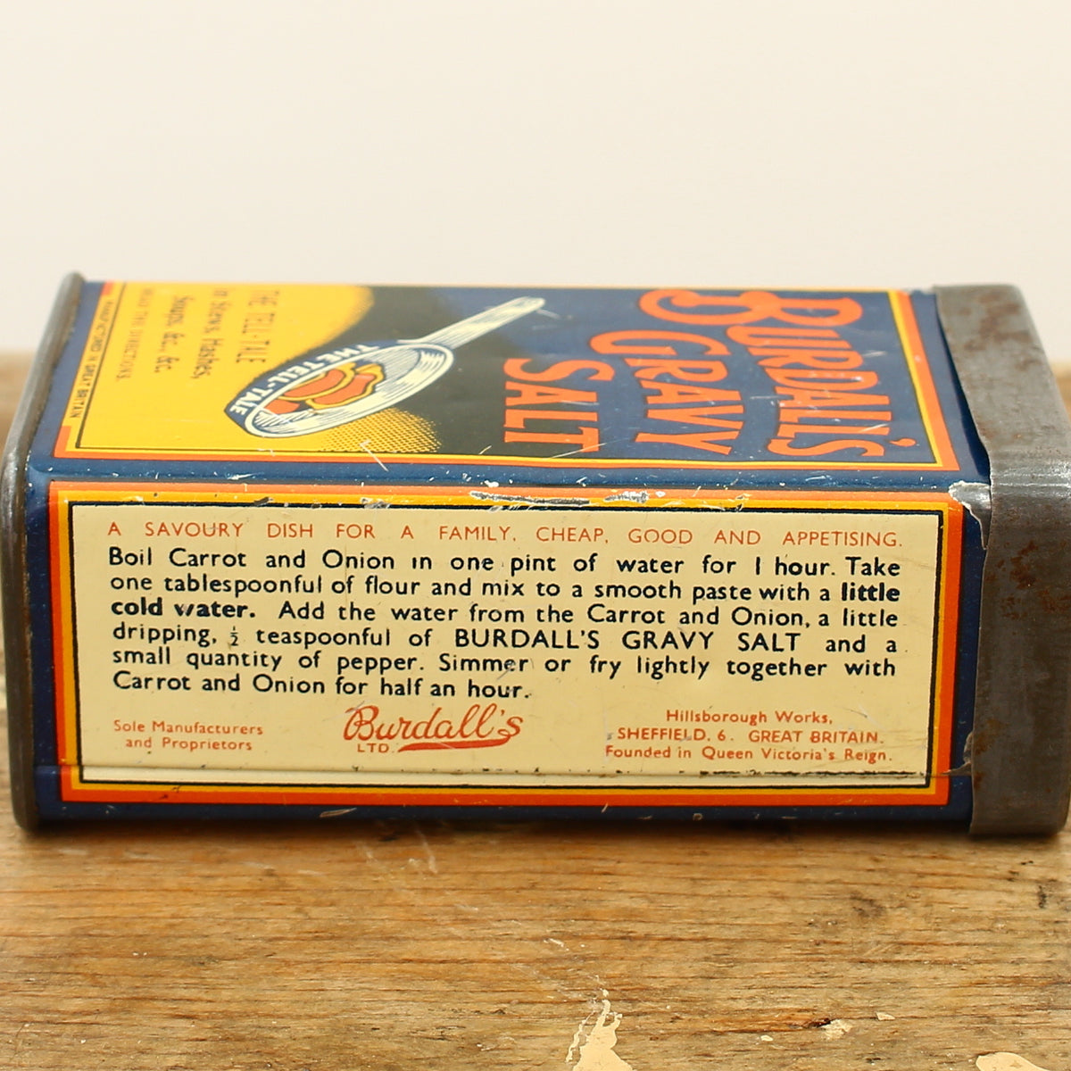 Advertising - a Burdall's Gravy Salt rounded rectangular shaped pictorial advertising tin