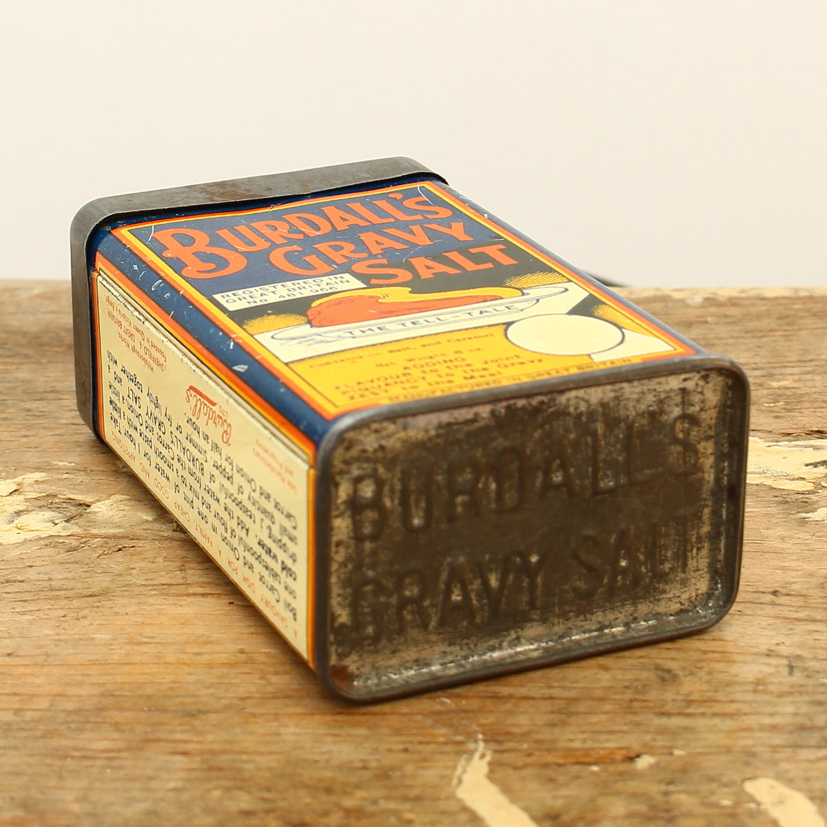 Advertising - a Burdall's Gravy Salt rounded rectangular shaped pictorial advertising tin