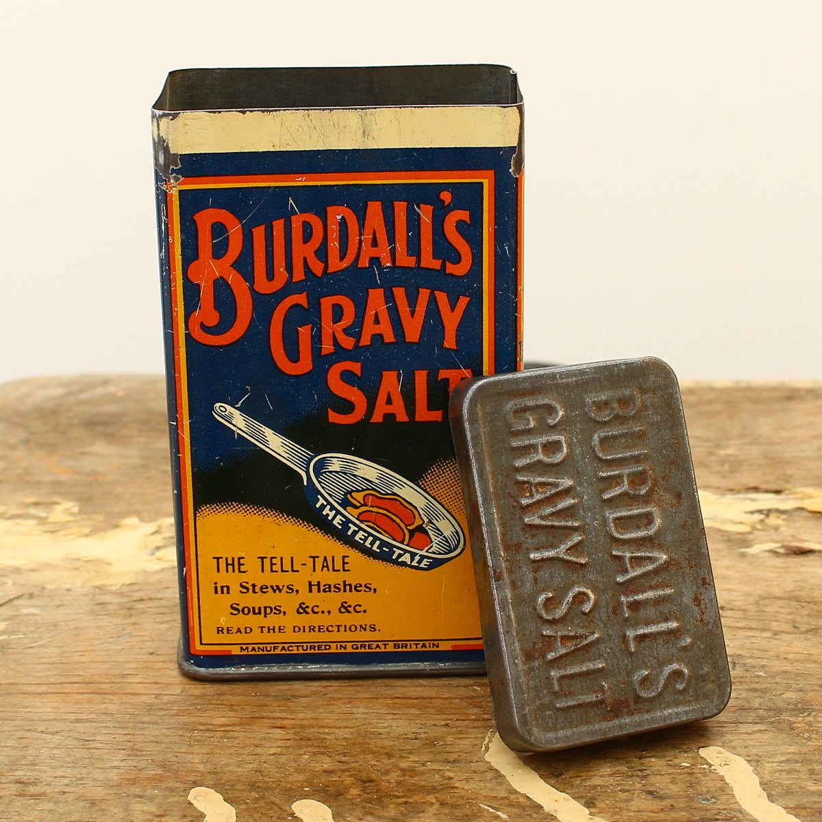 Advertising - a Burdall's Gravy Salt rounded rectangular shaped pictorial advertising tin