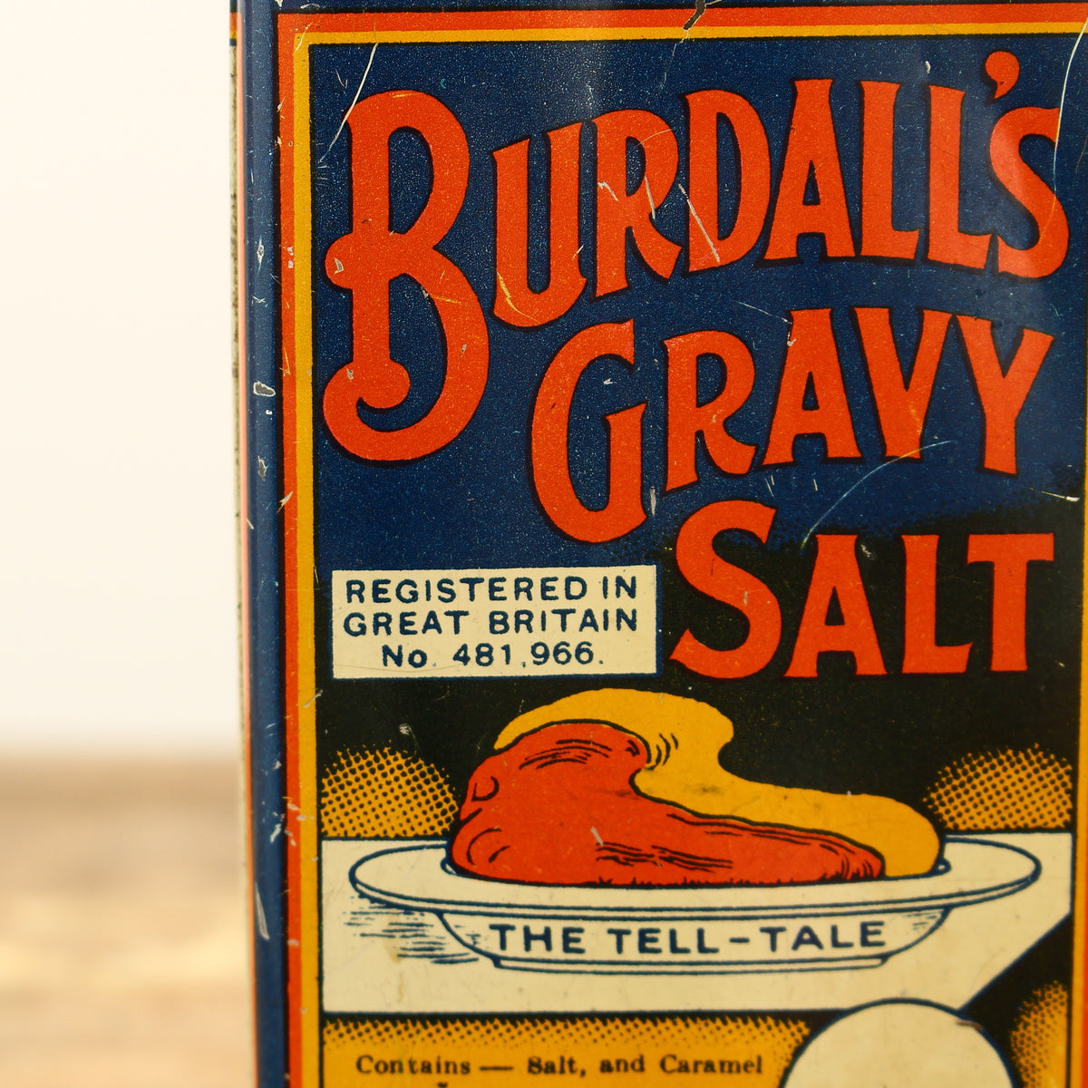 Advertising - a Burdall's Gravy Salt rounded rectangular shaped pictorial advertising tin