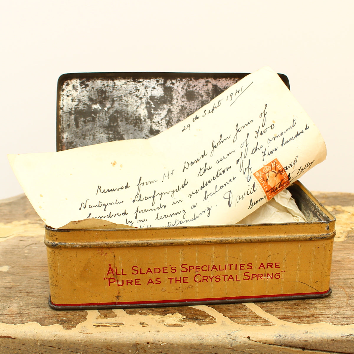 Advertising - a Slade & Bullock Ltd rounded rectangular shaped pictorial advertising tin