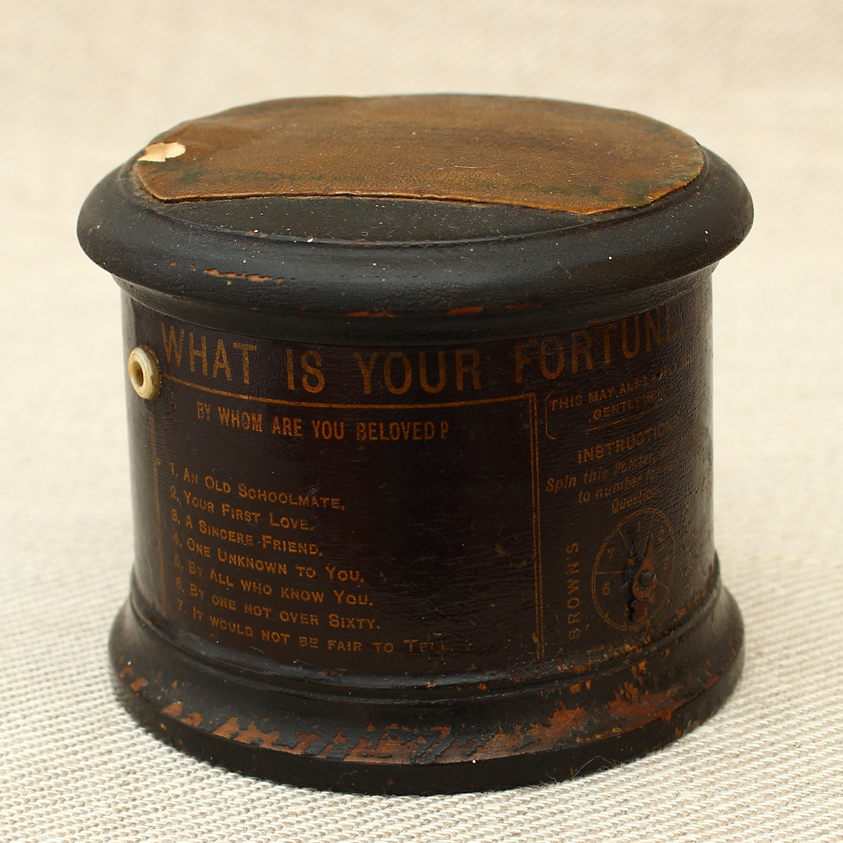 Treen, Mysticism, Palmistry and the Occult - an unusual circular black lacquered string box