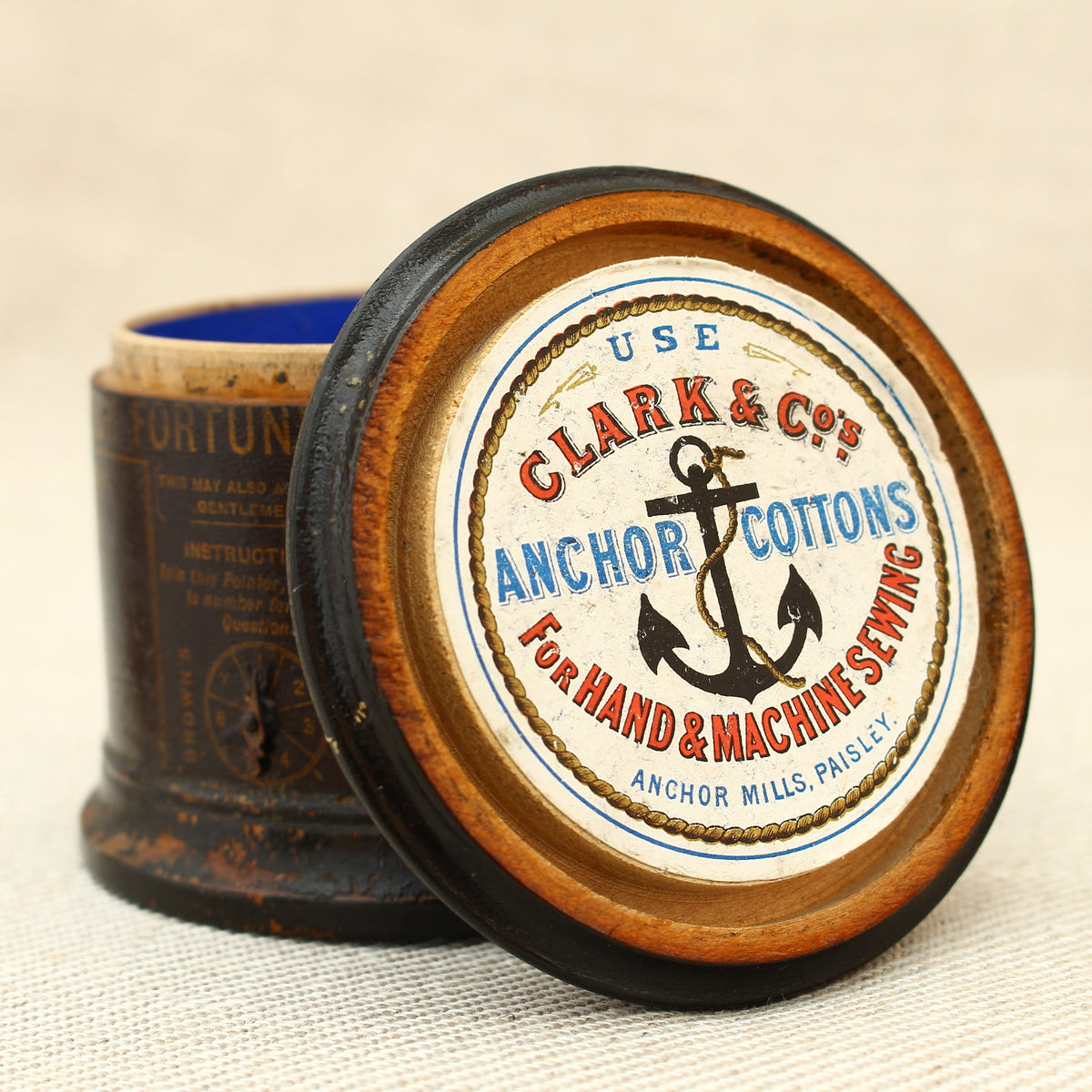 Treen, Mysticism, Palmistry and the Occult - an unusual circular black lacquered string box