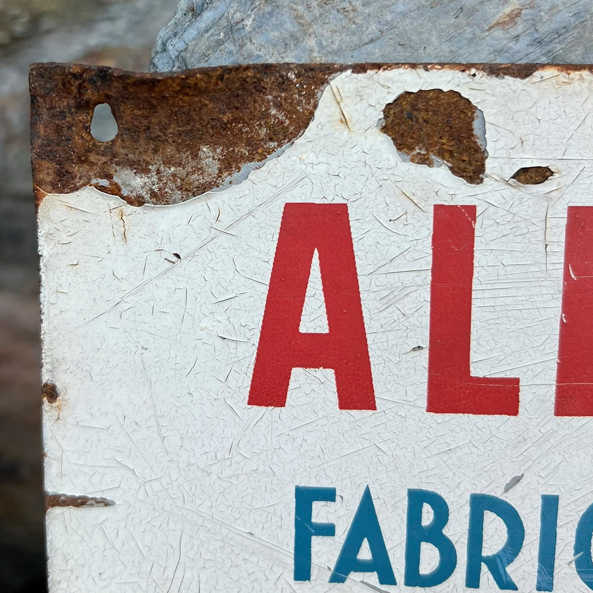 Advertising & Veterinary Interest - a vintage French rectangular lithographed metal advertising wall sign, Techni-Ferm (branded animal feed)