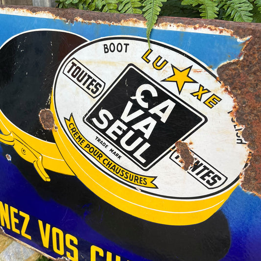 Advertising - a large French rectangular shaped pictorial enamel wall sign, Ça Va Seul