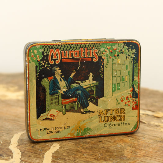 Advertising - a B.Muratti Sons & Co. 1930's rounded rectangular shaped pictorial cigarette tin