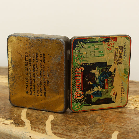 Advertising - a B.Muratti Sons & Co. 1930's rounded rectangular shaped pictorial cigarette tin