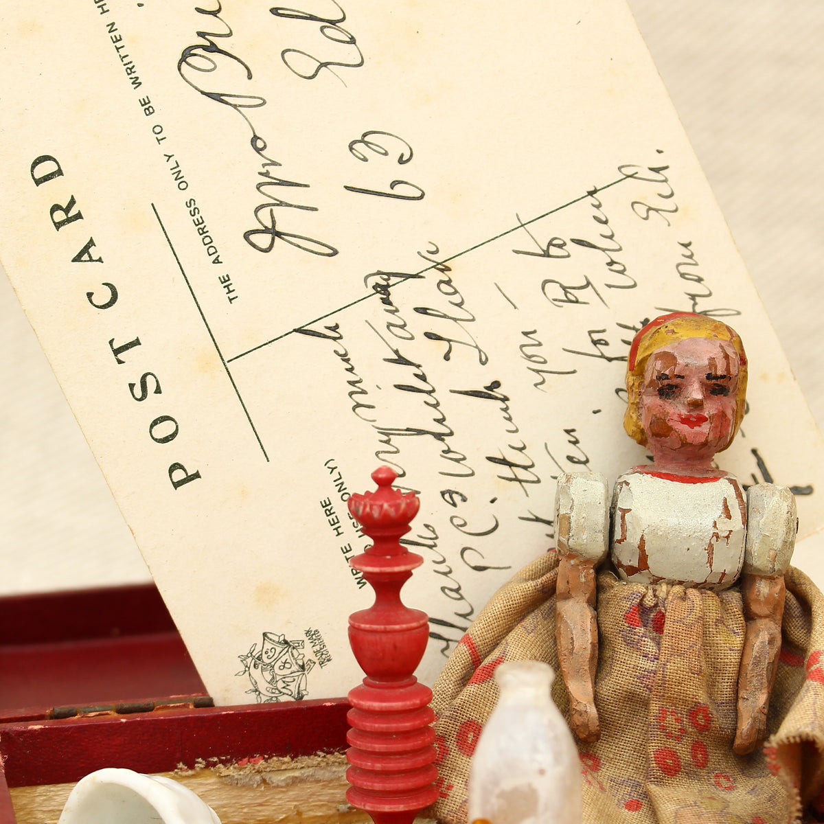 Inspired by the Charles Lutwidge Dodgson (Lewis Carroll) works of Alice's Adventures in Wonderland and Through the Looking-Glass - an Edwardian Folk Art doll based on the titular character Alice