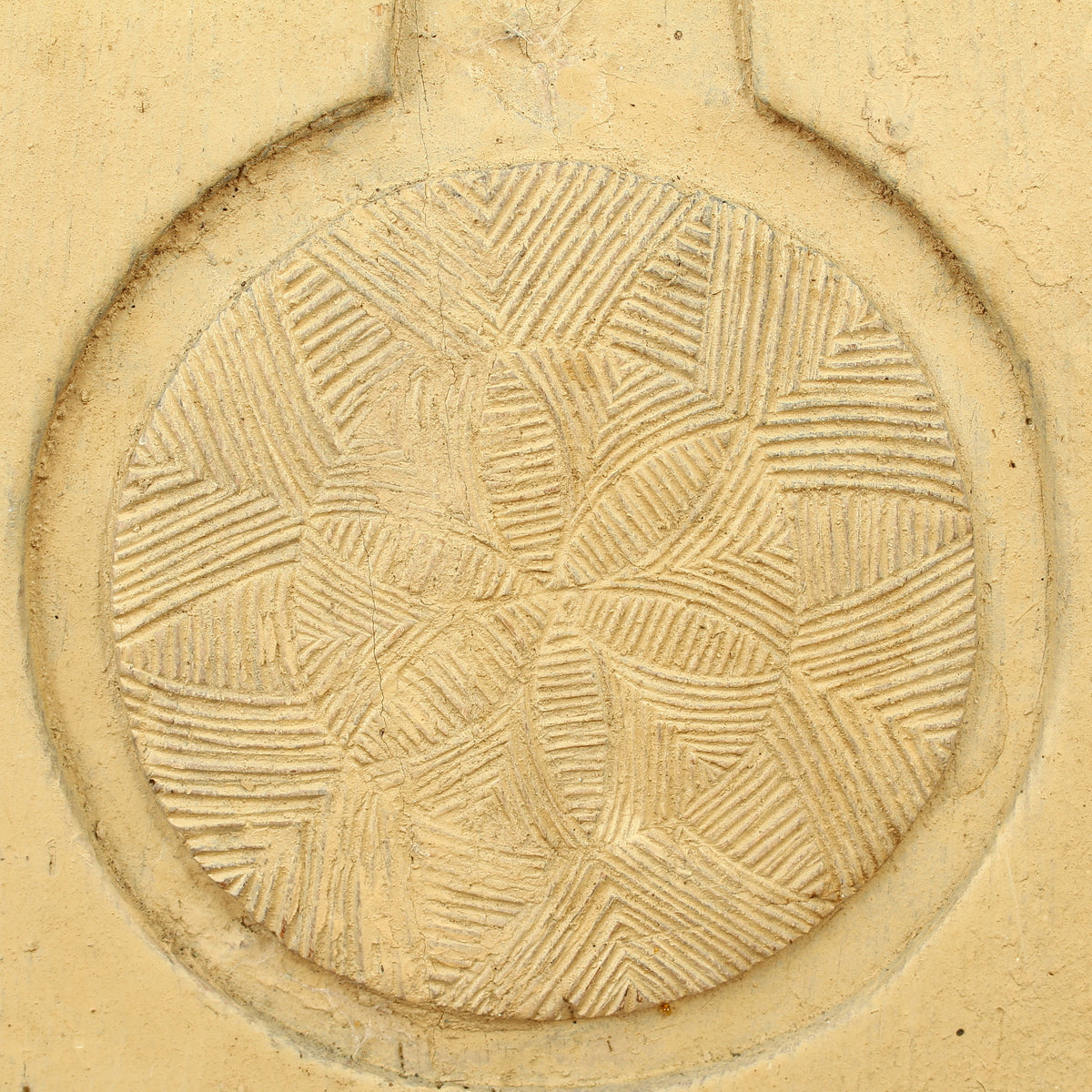 Treen, Kitchenalia - a primitively formed French wooden cheese press section, later painted