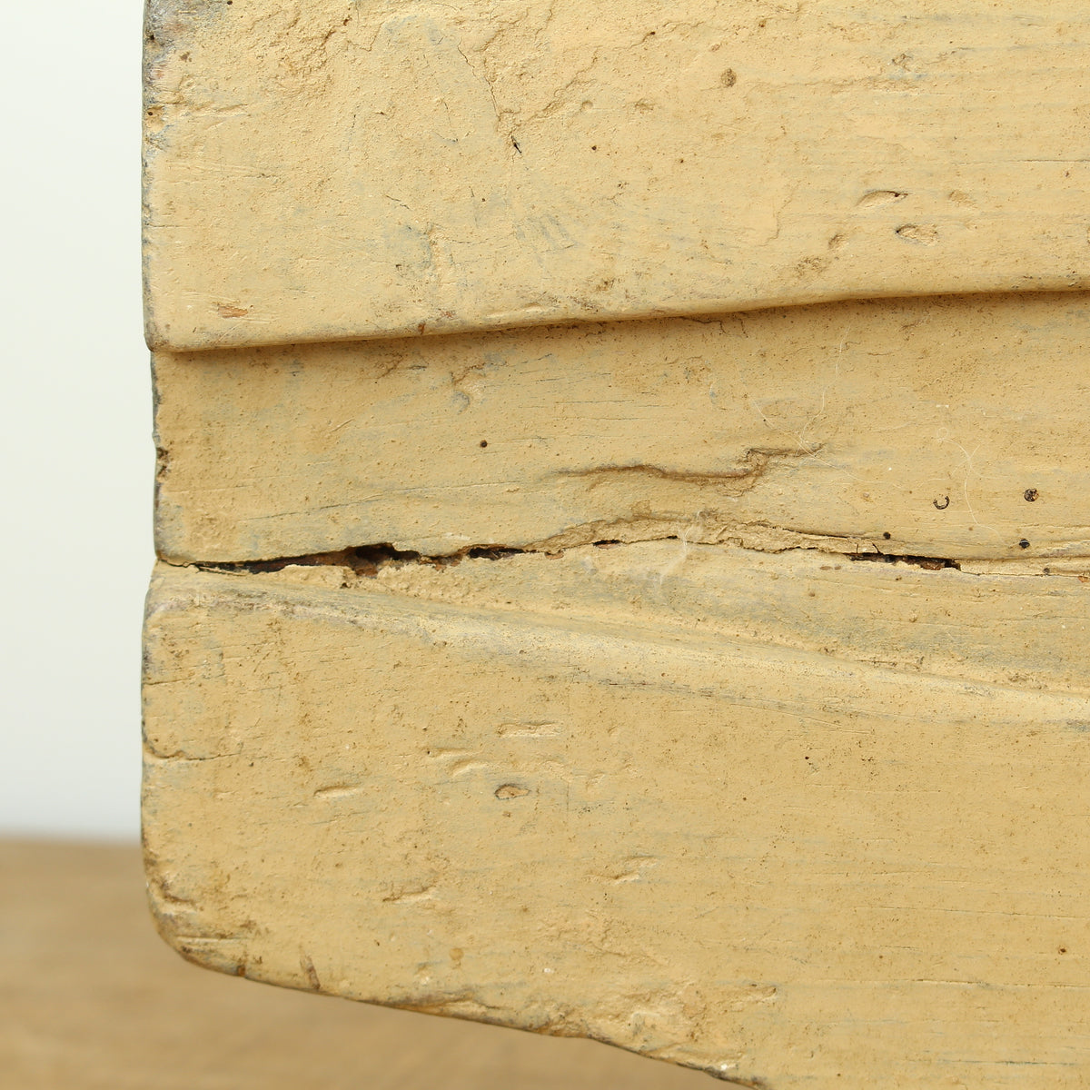 Treen, Kitchenalia - a primitively formed French wooden cheese press section, later painted