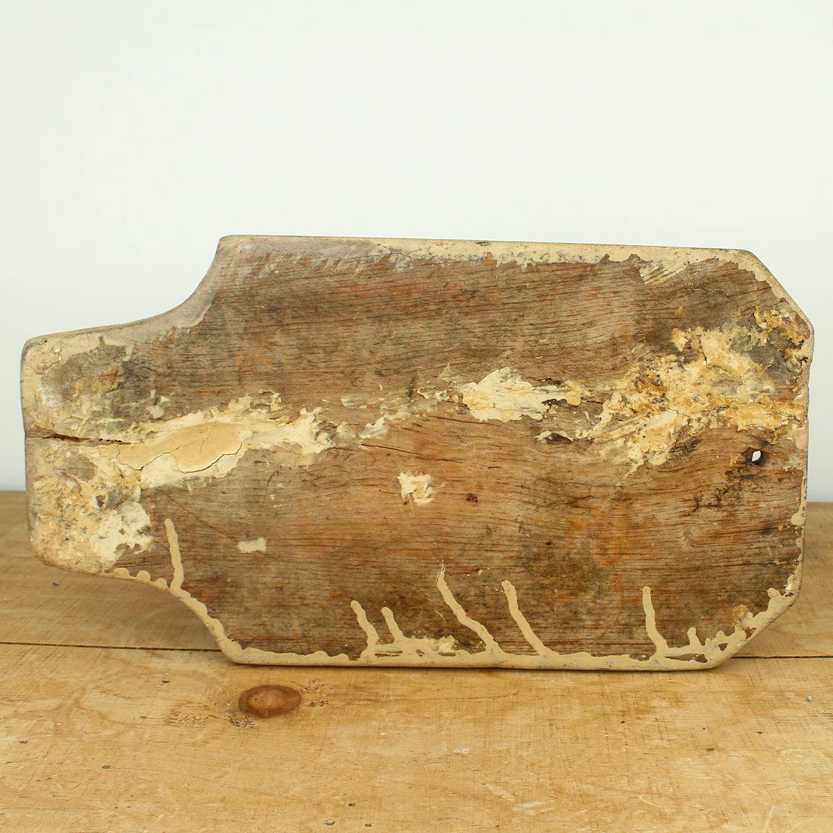 Treen, Kitchenalia - a primitively formed French wooden cheese press section, later painted