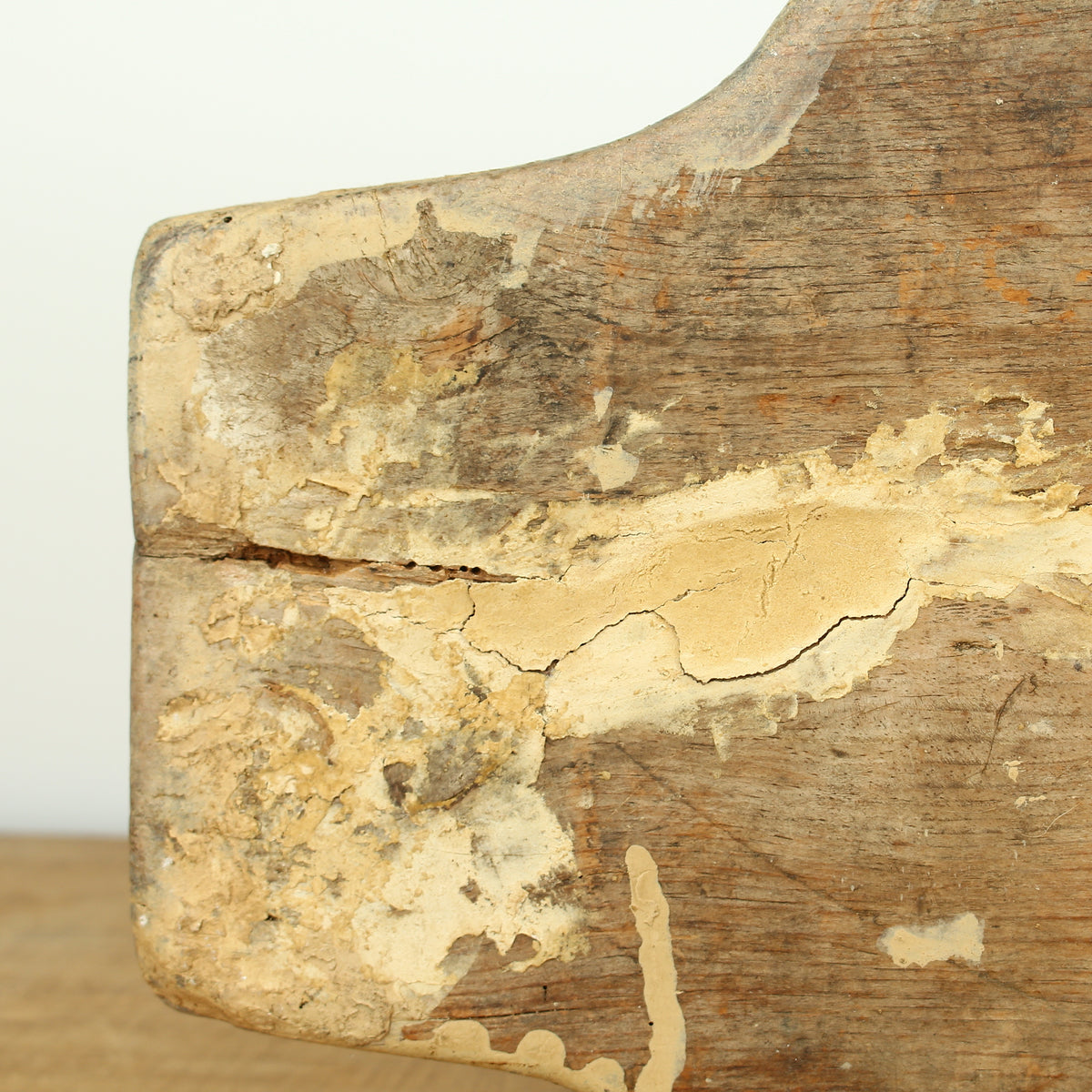 Treen, Kitchenalia - a primitively formed French wooden cheese press section, later painted